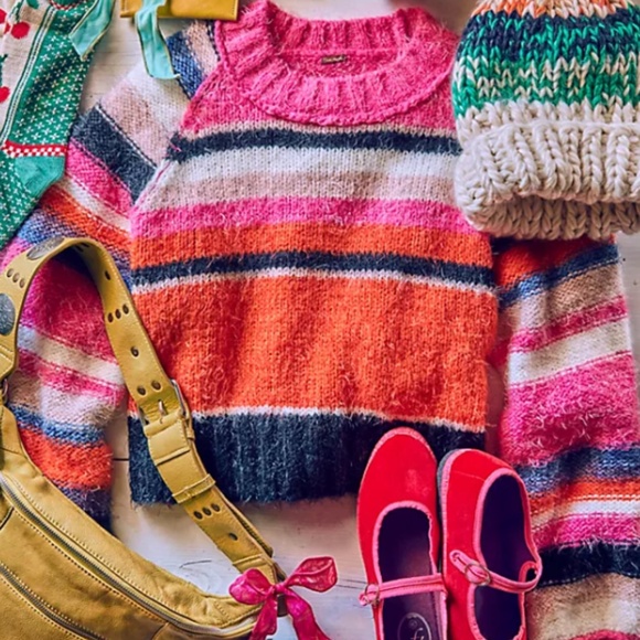 Free People Snowbird Sweater Multi-Colored Stripes - Picture 4 of 8